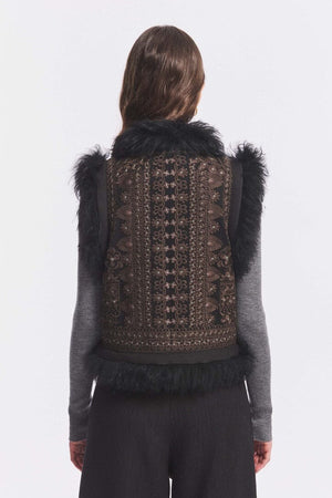 ANTIK BATIK Gilet "Sando" schwarz bestickt