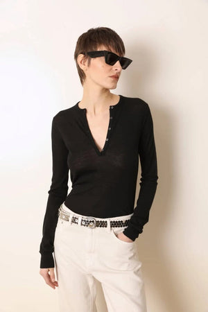 LAURENCE BRAS Feinstrick Shirt "CENDRE" schwarz