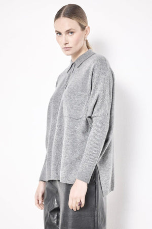 NOTSHY Cashmere Hemd "ANDREA" gris chiné claire