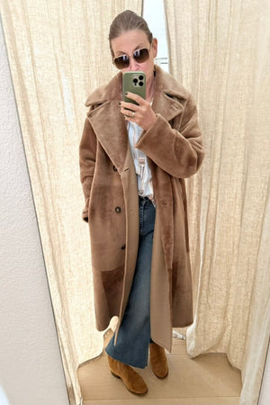 UTZON Shearlingmantel "CLARK" camel