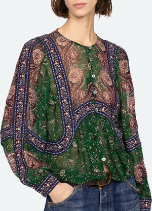 SEA NEW YORK Seidenbluse "MELBA" grün multi