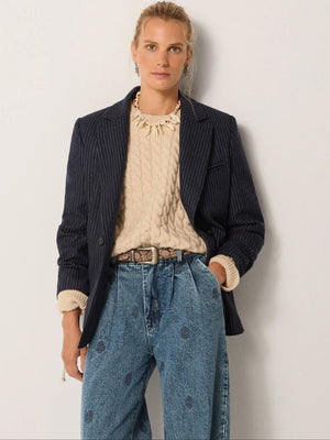 MAISON HOTEL Woolmix Blazer "JACKIE" navy stripe