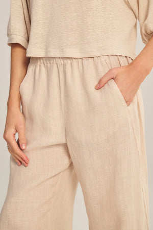 VELVET linen trousers "GINI05" shadow