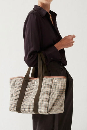 Flannelette bag "Traversée" medium camel check