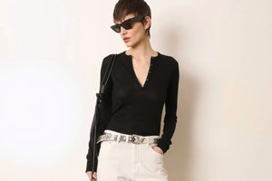 LAURENCE BRAS Feinstrick Shirt "CENDRE" schwarz