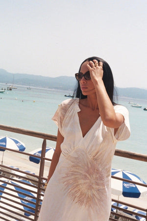 RABENS SALONER Cartwheel Frill Neck Kleid "ROSIE" seashell