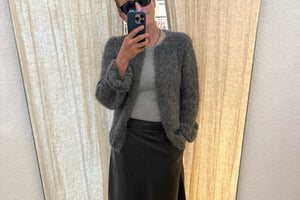 MAIAMI Shaggy Alpaca Fine Cardigan antracite