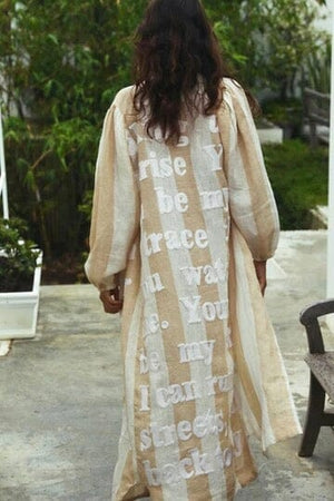 KARIEN BELLE Kimono Kleid "POETRY" stripe beige