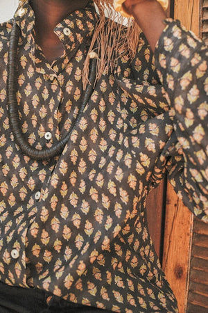 CLARAMONTE Baumwollbluse "Klaus" black flower