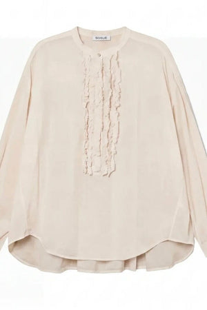 SOSUE Baumwollbluse Ruffle "Bruna" beige