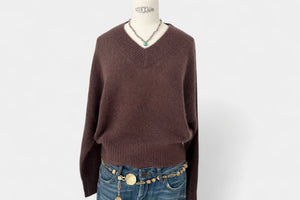 FFC Leichter V-Neck Pullover "14072 " brown/aubergine