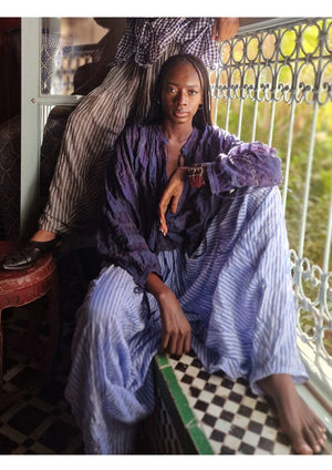 CLARAMONTE cotton kaftan "ALI" blue stripe