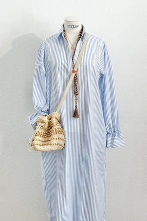 OWL Marrakech Long Shirtkleid "Reiki" langarm blue stripe