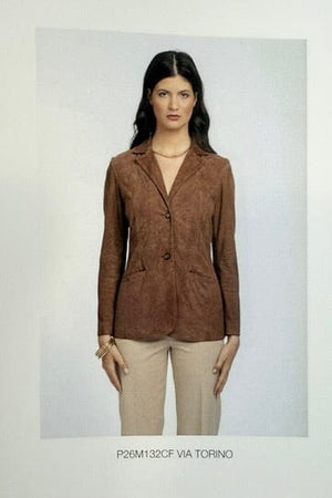 VIA MASINI Wildleder Blazer "TORINO" cuoio