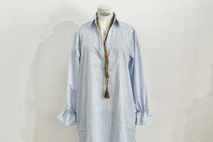OWL Marrakech Long Shirtkleid "Reiki" langarm blue stripe