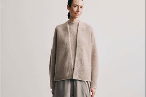 FFC Cashmere/Seiden Jacke "PURE" sand méliert