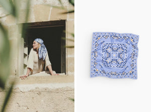 MAISON LECOMTE FLAMANT Seidenschal "Secret Garten" ciel