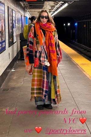 KARIEN BELLE Pashmina "POETRY" sand/black