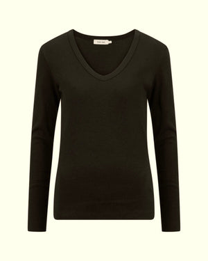 KNIT TED V-Neck Shirt "FIRA" schwarz oder beige méliert