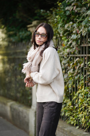 GREYMARL Rundhalspullover "BOYFRIEND" sand