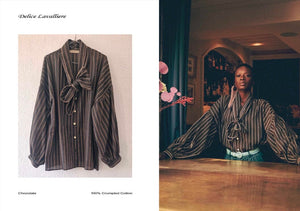 CLARAMONTE Baumwollbluse "Delice" Lavaliere chocolat