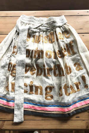 KARIEN BELLE Midi Skirt "POETRY" creme/rose