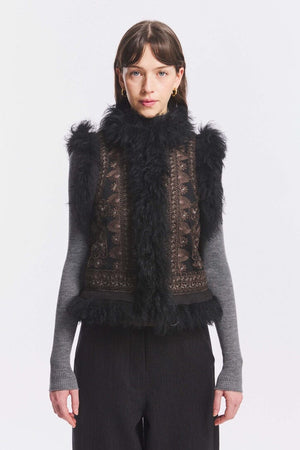 ANTIK BATIK Gilet "Sando" schwarz bestickt