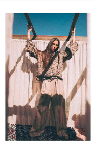 CLARAMONTE Baumwollbluse "Randa" taupe floral