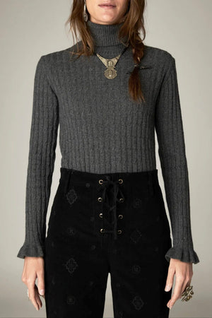 MAISON HOTEL Rollkragenpullover "NANCY" grey blue