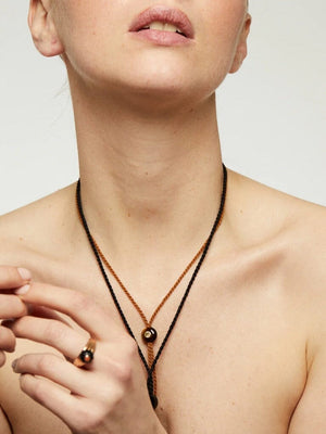 TAMARA TAICHMANN Baumwollkette "Candy" Tiger Eye cobalt/cinnamon