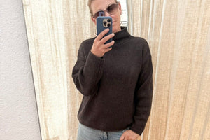 FFC Cashmere/Wool Stehkragen Pullover "Aris" brown chiné