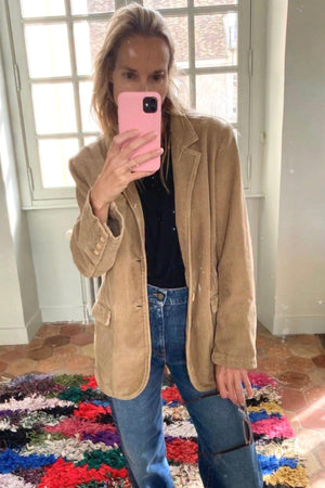 HAPPY HOUSE oversized Blazer "Cord" beige vintage