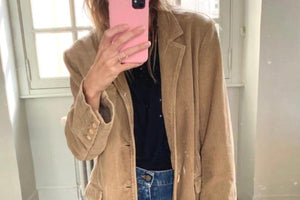 HAPPY HOUSE oversized Blazer "Cord" beige vintage