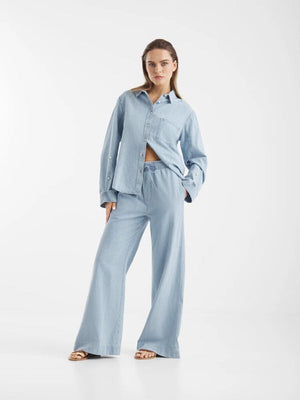 SOSUE cotton blouse "Antonia" slim denim (C)