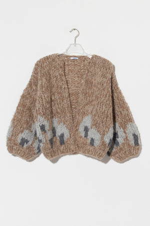 MAIAMI Fleecy Alpaca Bomber Intarsia taupe