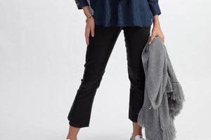 VIA MASINI Stretch - Leather leggings cropped chocolat