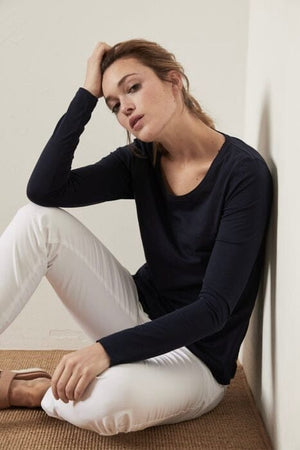 KNIT TED V-Neck Shirt "FIRA" schwarz oder beige méliert