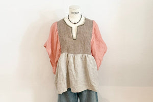 NINA LEUCA Baumwoll/Leinenbluse "ESTELLE" sand