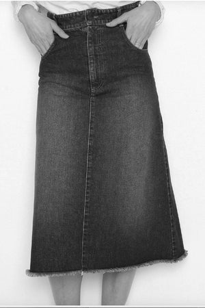 HAPPY HOUSE Midi - Jupe "CECILE" noir délavé mit Elastan