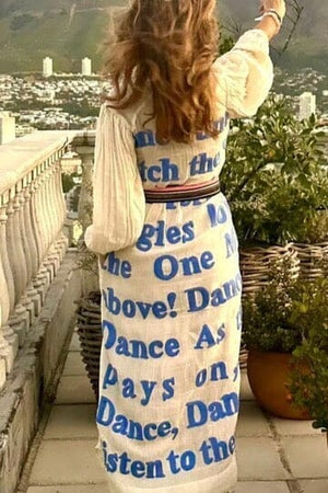 KARIEN BELLE Kimono Kleid "POETRY" stripe beige