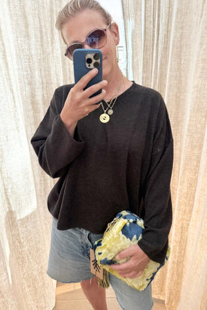 FFC Cashmere/Wool Feinstrick V-Neck Pullover "Neo" brown