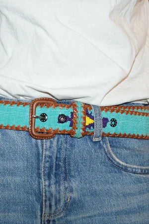 Mehrfarbiger, ethnischer Gürtel "UNYKE" türkis