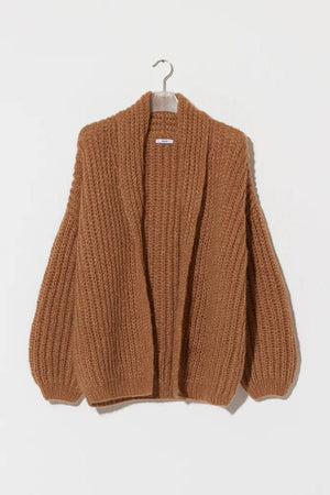 MAIAMI Shaggy Chunky Alpaca Shawl Cardigan fudge