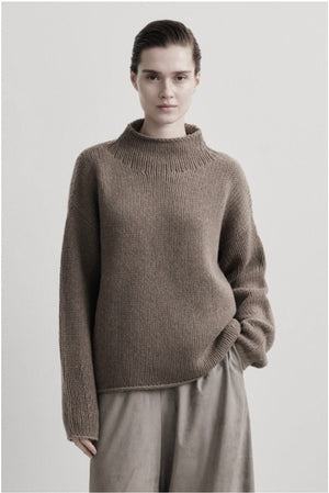 FFC Cashmere/Wool Stehkragen Pullover "Aris" brown chiné