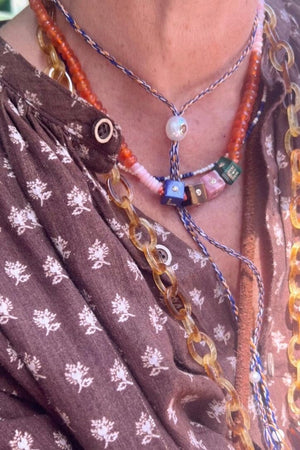 TAMARA TAICHMANN cotton necklace "Scarlett" sand/cinnamon/black