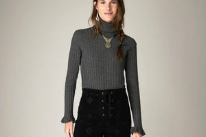 MAISON HOTEL Rollkragenpullover "NANCY" grey blue