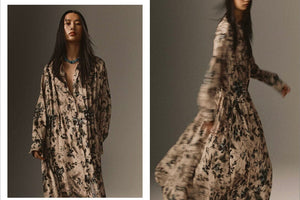 MOMONI Viscose Maxikleid "NATALIE" verde multicolor