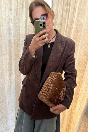 VIA MASINI Velour Cordjacke "MESA" chocolat