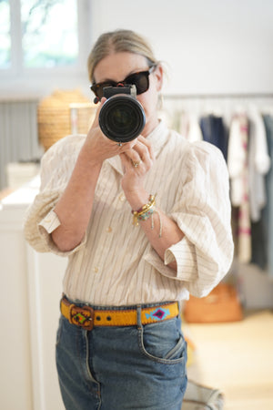 CLARAMONTE Baumwollbluse "Klaus" stripe sand