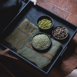 LEINEN napkins "MARIE" 42x42 bronze stripe